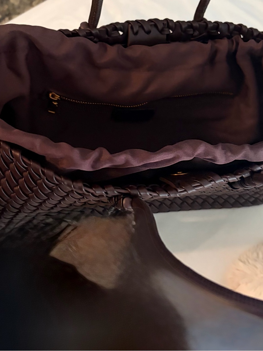 Zara Woven Shoulder Tote in Dark Brown - Picture 2 of 3